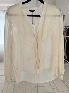 Zara Cream V-Neck Blouse